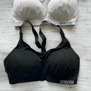 Two Victoria Secret Sports Bras Black/white